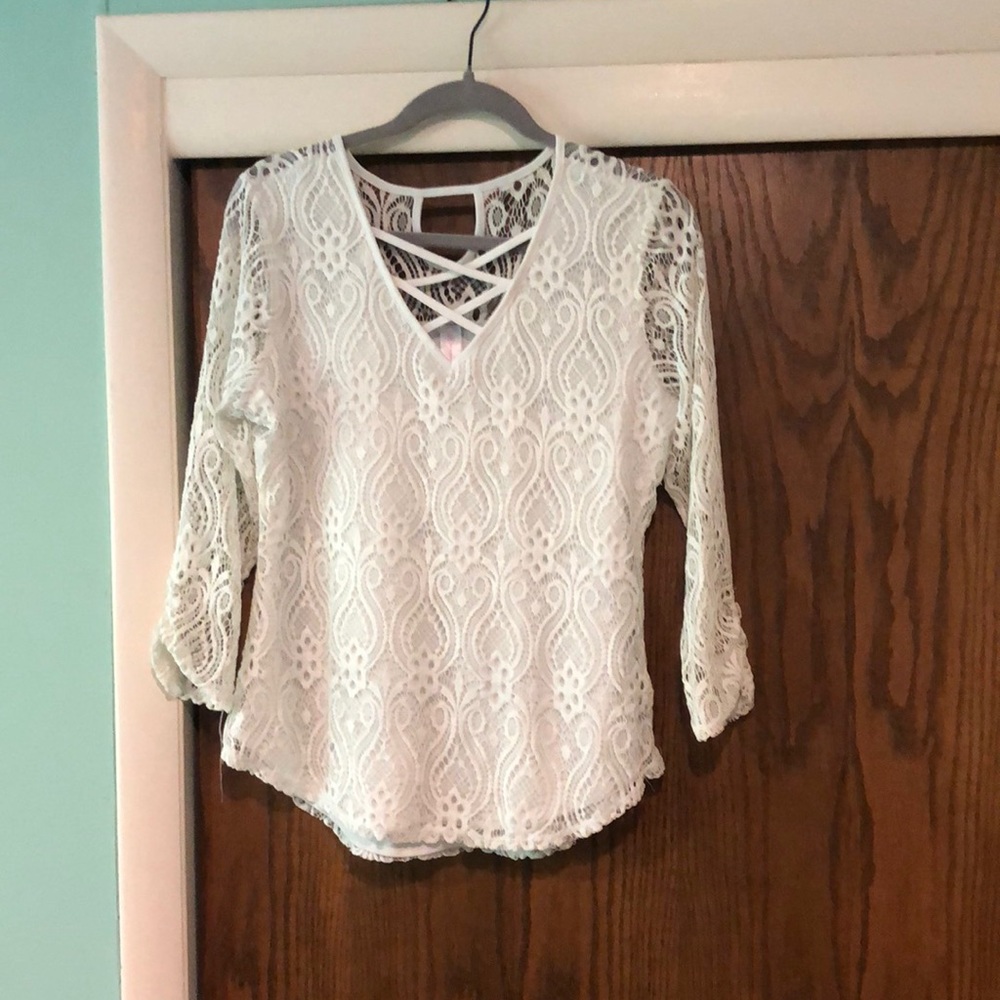 White lace shirt